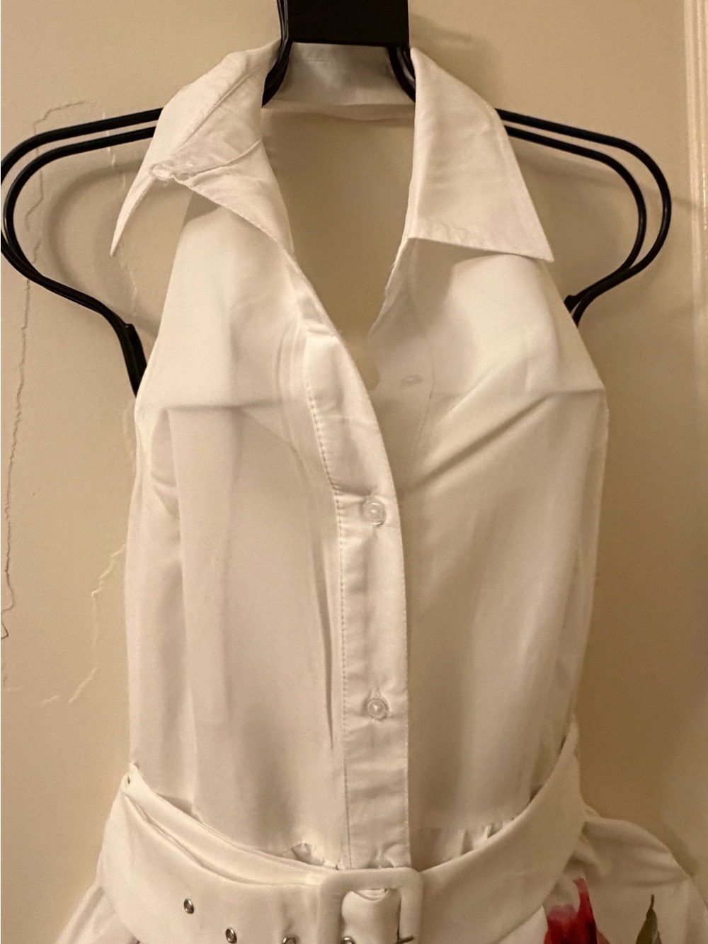 TRULY 4 you White Halter Backless Shirt Dress with Floral Print - Picture 4 of 7